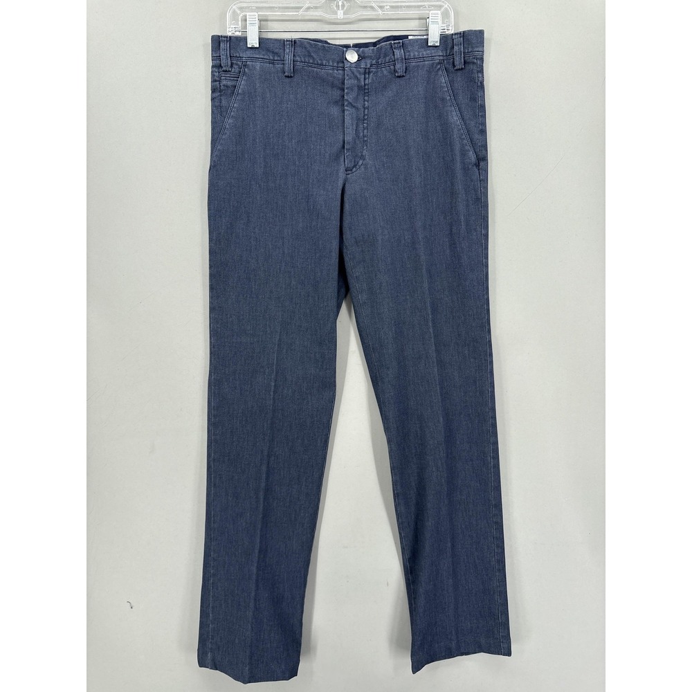 Burdi Pants Mens 33x32 Blue Denim Chino Relaxed Stretch Casual Dress Made Italy